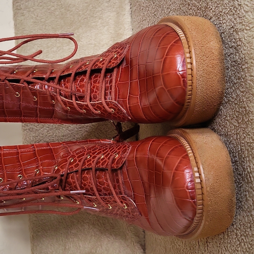 Vince Camuto Rust Combat Boots EUC WO's 8.5 - Picture 8 of 8